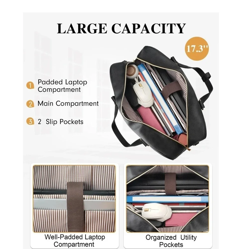 Taygeer 17 Inch Laptop Bag for Women, Large Convertible Quilted Briefcase Bac‎